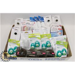 FLAT OF ASSORTED DENTAL SUPPLIES AND COIL HAIR