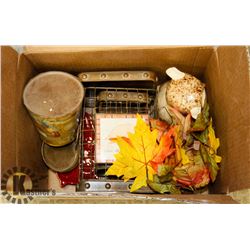 BOX OF ASSORTED FALL DECOR
