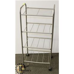 4-SHELF METAL STORAGE SHELF ON WHEELS