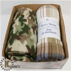 BOX W/2 NEW FLEECE THROWS (50 IN.X60 IN.) -