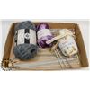 Image 1 : FLAT OF VARIOUS KNITTING NEEDLES & YARN