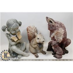 LOT OF 3 GARDEN ORNAMENTS