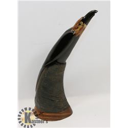 HAND CARVED BUFFALO HORN STATUE