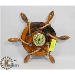 VINTAGE WOODEN SHIP WHEEL THERMOMETER