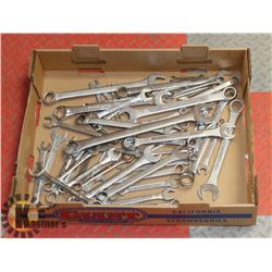 FLAT OF APPROX 40-50 COMBINATION WRENCHES IN