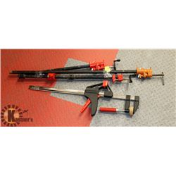 5 LARGE CLAMPS INCL 18", 20" & 30" PIPE CLAMPS,