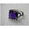 Image 1 : 3)  SQUARE CUT CZ AMETHYST RING