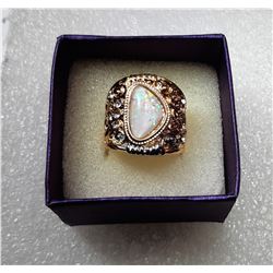 21) WHITE LAB CREATED FIRE OPAL SET IN