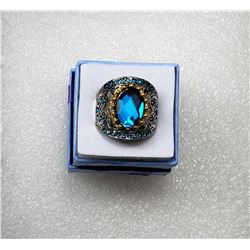 23)  SILVER AND GOLD TONE WITH TEAL