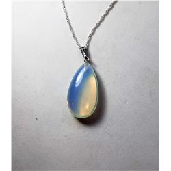 19)  TEAR DROP WHITE OPALINE PENDANT