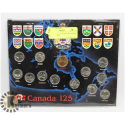 CANADA 125 , 12 QUARTER & LOONIE SET 1967 - 1992