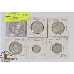 LOT OF 6 CANADA COINS-1936 QUARTER, 1937 DIME,