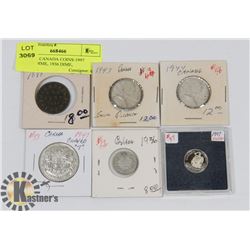 LOT OF 6 CANADA COINS-1997 SILVER DIME, 1936 DIME,