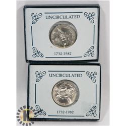 PAIR OF 1982 UNCIRCULATED SILVER HALF DOLLARS, USA