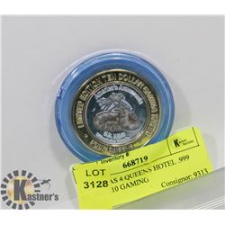 LAS VEGAS 4 QUEENS HOTEL .999 SILVER $10 GAMING