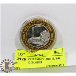 LAS VEGAS FLAMINGO HOTEL .999 SILVER $10 GAMING