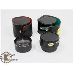 A PAIR OF LENSES-RICOH AND OPTEX IN ORIGINAL LEATH