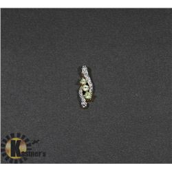 #124-GENUINE GREEN PERIDOT & CZ PENDANT