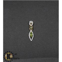 #123-GENUINE GREEN PERIDOT & CZ PENDANT