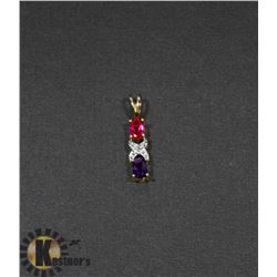 #170-AMETHYST RED RUBY & CZ PENDANT