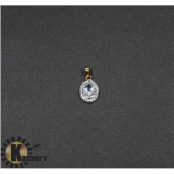 #151-GENUINE SKY BLUE TOPAZ & CZ PENDANT
