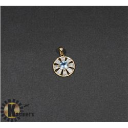#152-GENUINE SKY BLUE TOPAZ & CZ PENDANT
