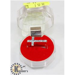 #243-GENUINE BLUE TOPAZ CROSS RING SIZE 7