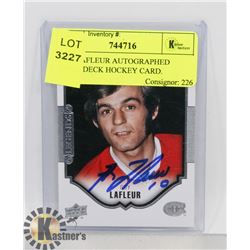 GAY LAFLEUR AUTOGRAPHED UPPER DECK HOCKEY CARD.
