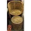 Image 1 : WICKER HIGH BACK CHAIR & STOOL.