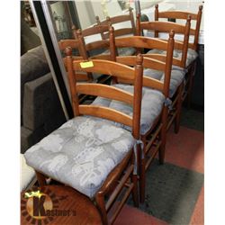 4 MAPLE BAR HEIGHT STOOLS WITH PADDING.