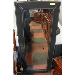 LARGE LEATHER LOOK WALL MIRROR.