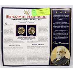 US BENJAMIN HARRISON 23RD PRESIDENT COIN DISPLAY