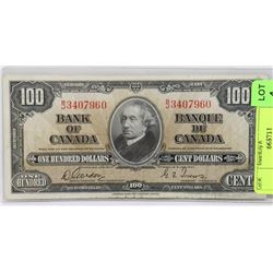 1937 CANADIAN $100 BILL