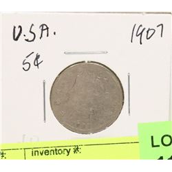 1907 US 5 CENT COIN