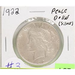 1922 SILVER US PEACE DOLLAR.