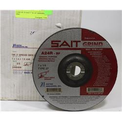 CASE OF 25 SAIT 7" X 1/4" X 7/8" GRINDING DISCS