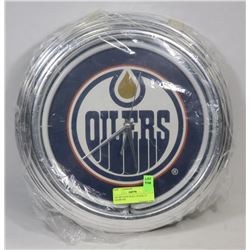 OILERS NEON WALL CLOCK 15" DIAMETER