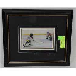 AUTOGRAPHED JOHN NEWBY "HE SHOOTS" HOCKEY PRINT