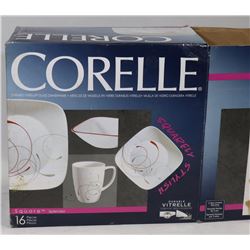 CORELLE SQUARE DISH SET NEW, MISSING 1 PLATE