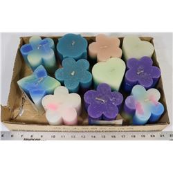 LOT OF LARGE SCENTED CANDLES.