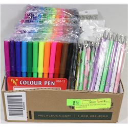 BOX W/20 NEW PACKS OF COLOR MARKERS &