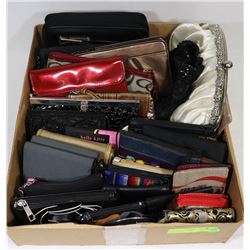 BOX W/OVER 30 CLUTCH PURSES, WALLETS &