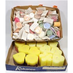 LOT OF DESIGNER CANDLES INCL FLOATERS, VOTIVE AND