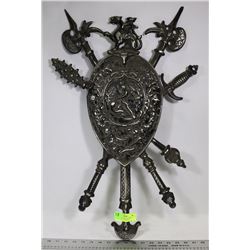 VINTAGE DECORATIVE SHIELD / SWORDS WALL DISPLAY