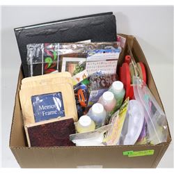 LARGE BOX W/NEEDLEPOINT PRODUCTS,