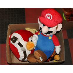 BOX W/2 ANGRY BIRDS & A MARIO STUFFED