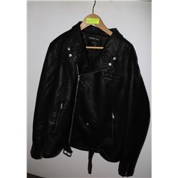 "MEMBERS ONLY" BLACK LEATHER DOUBLE