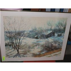 FRAMED LANDSCAPE PICTURE BY T.THOMPSON 1991