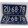 Image 1 : PAIR OF 1972 ALBERTA LICENSE PLATES, NEW.