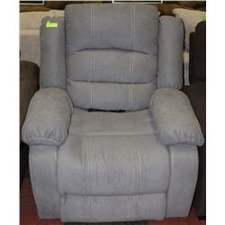 NEW GREY FABRIC RECLINING CHAIR.